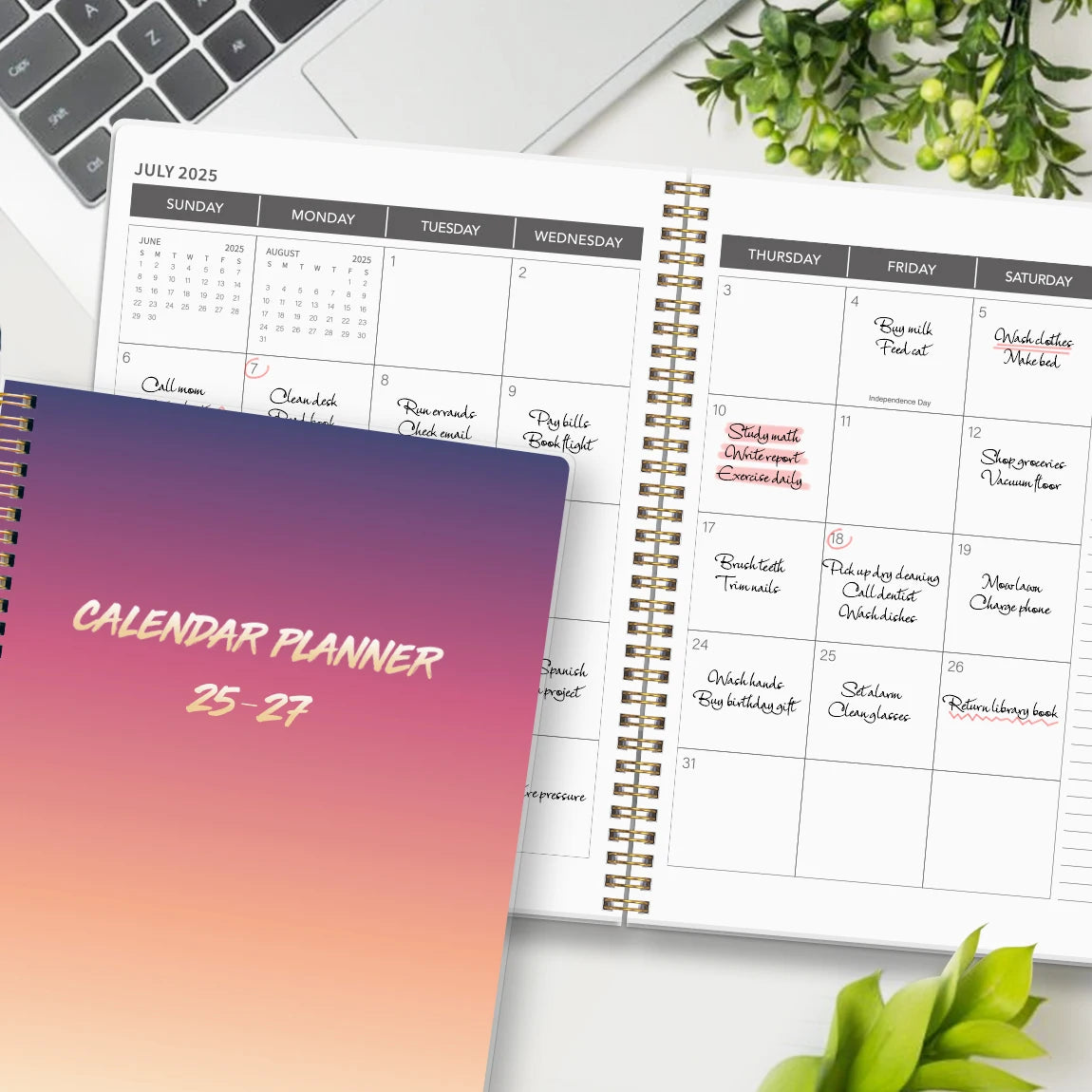 2025.7-2027.6, 2-Year Monthly Planner, Weekly Plan, Daily Notebook, Calendar Book, with A4 Size Pages, Office and Academic Book